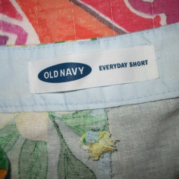 NEW Old Navy LINEN Blend Size 14 SHORTS Everyday HIGH RISE Pockets TROPICAL - Picture 4 of 7